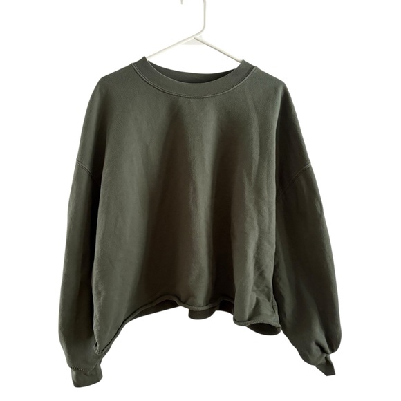 Left On Friday Sweaters - Left On Friday Field Day Green Rolled Hem Balloon Sleeve Sweater Size L/XL